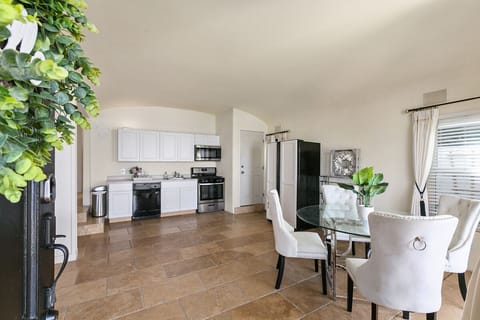 Downstairs kitchenette and dining table for 4