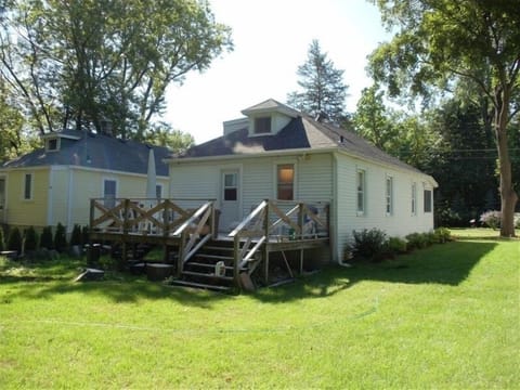 Large backyard with lake view.