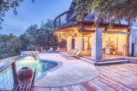 Outstanding views at night by the pool. .