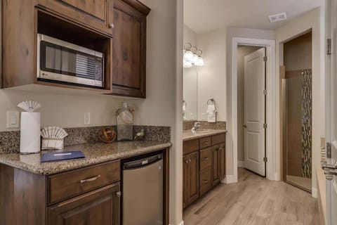 Kitchenette with microwave and mini fridge in master bedroom 1