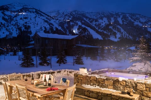 Patio with Hot Tub - Four Pines 06 - Teton Village, WY - Luxury Villa Rental