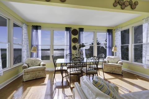 surrounded by views of waterfront
