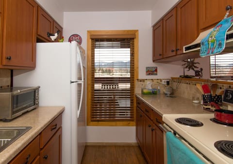 Kitchen with view of mountains