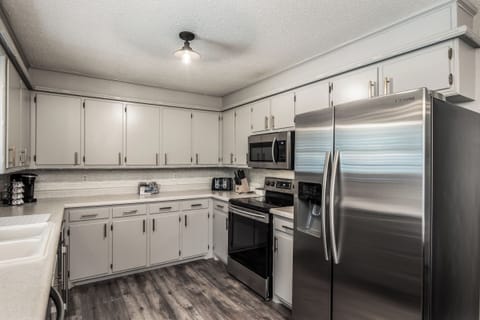 Kitchen with stainless steel appliances