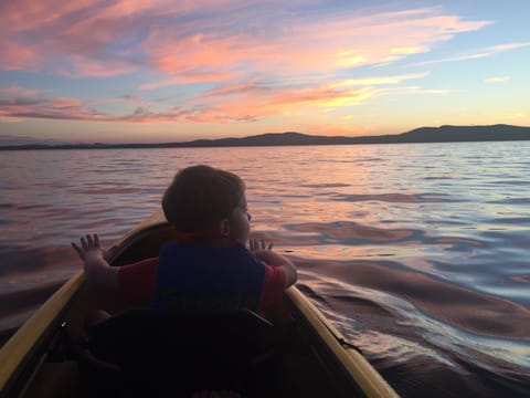Kayaking during Sebago sunset