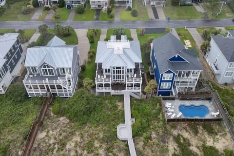 Aerial View of Oceanfront Decks and Covered Porch