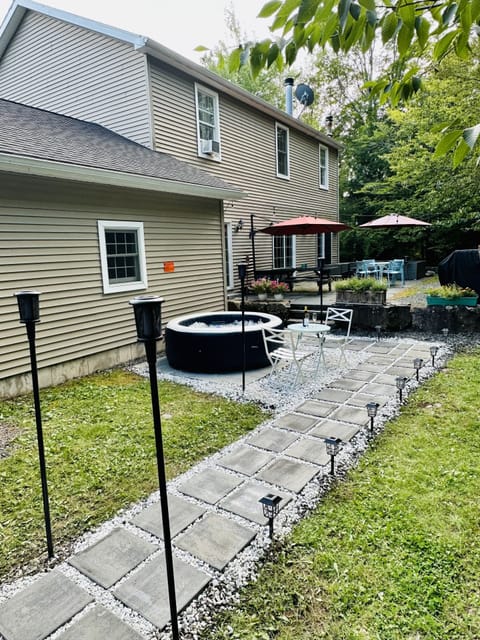 Back side patio with hot tub