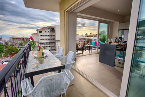 Large private balcony area with seating