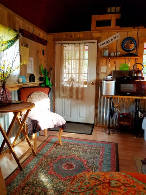 Sitting area with sunlight filtering in