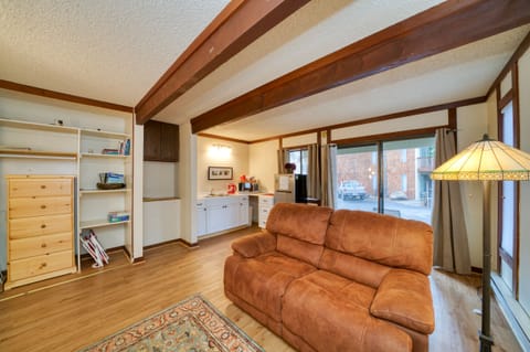Large space used for bedroom (2 twins) living room and kitchenette with fridge. 
