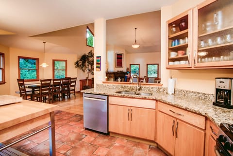 Kitchen view with dining area