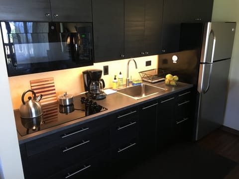 cooktop, sink, coffee, undercounter lights, microwave. ( no oven )