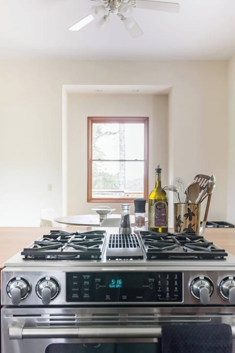 Pro-grade high BTU gas stove & convection oven. Stand mixer. French Press, coffee beans, tea, oil, herbs & spices, salt and pepper included.