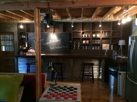 Built in work surface with barstools!