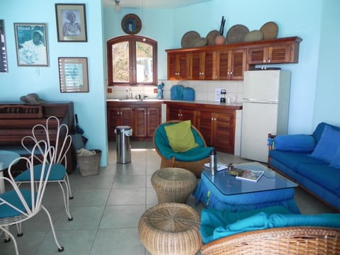 Living room, kitchen and dining area
