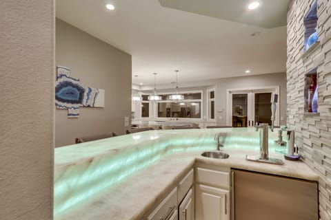 This light up bar lends to a very fun party atmosphere. Beer on tap is a bonus!
