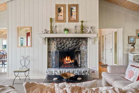 The gas fireplace from the living room.  
