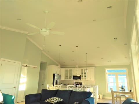 Open concept living room / dining room / kitchen on upper level 