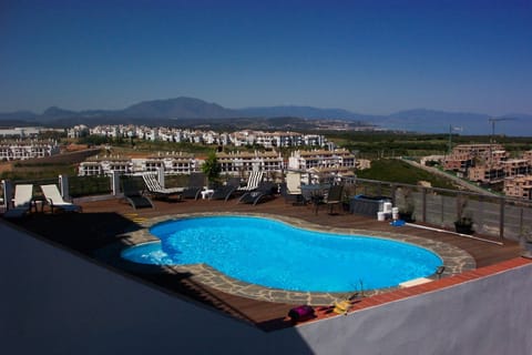 The stunning views from the pool area looking out to Marbella and Sierra Nevada