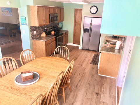 Fully stocked and newly updated kitchen.