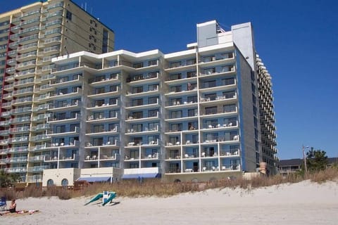 Front view of Bluewater from the beach.  Your beach rental is situated here.