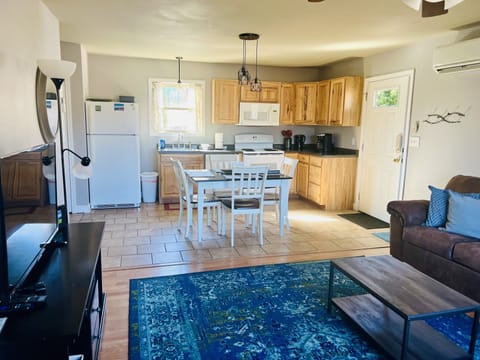 View of the kitchen from the living room. 