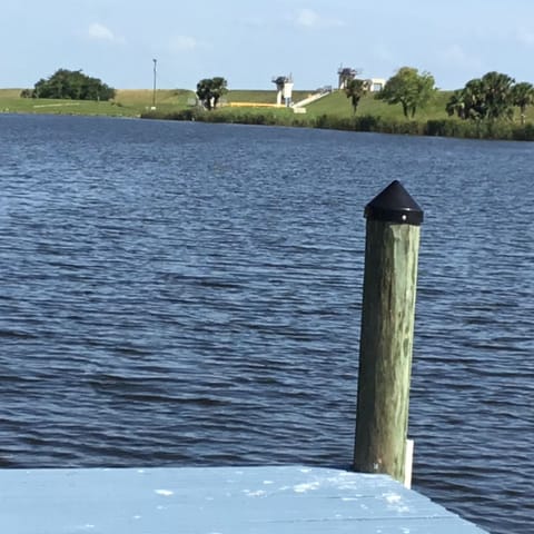 View of lock for lake access from dock.