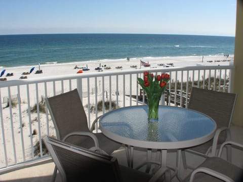 view of the beach from balcony