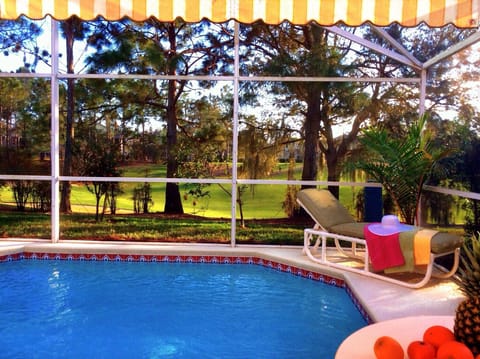 Pool area overlooking the golf course