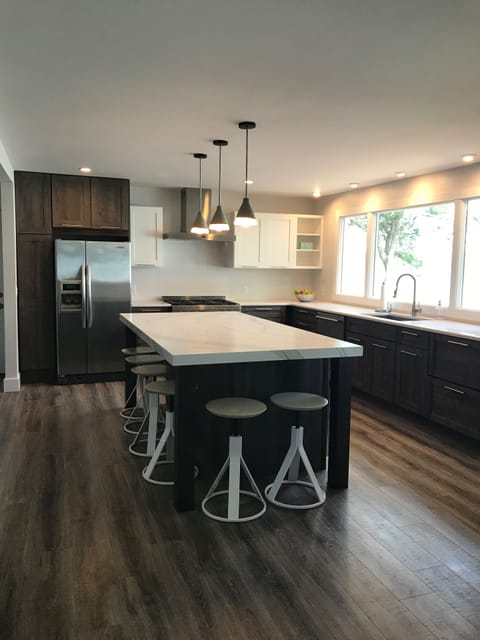 Open kitchen with amazing views of the lake