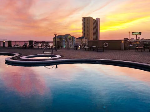 Sunset enjoyed from pool deck in Tower 2