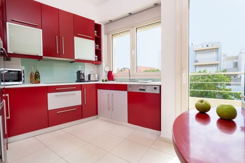kitchen with mountain view