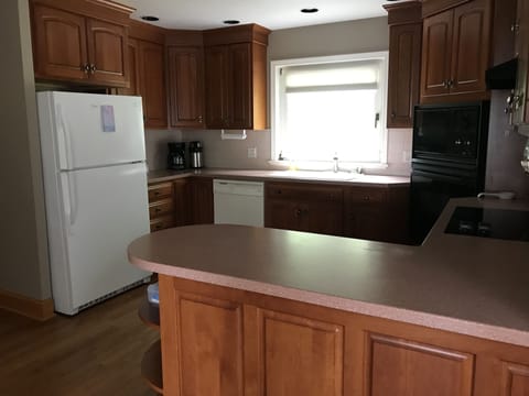 Kitchen with island and all cooking essentials