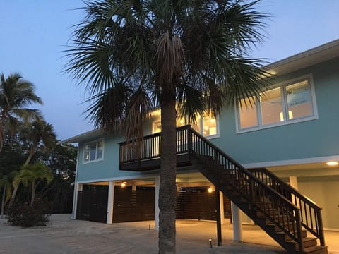 Front of the home lit up for the evening!