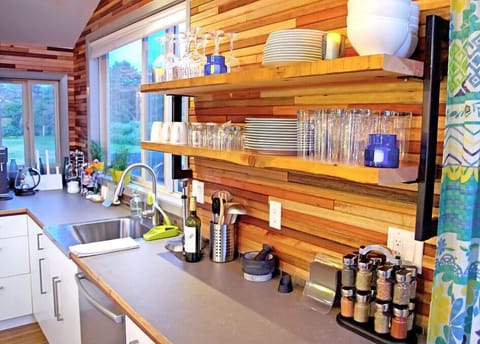 Custom finishes and shelving throughout