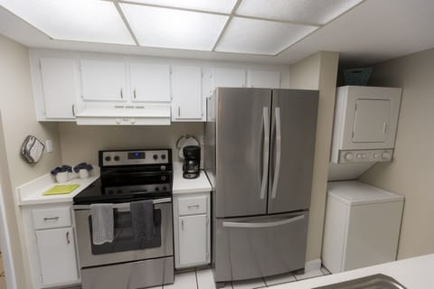 Updated stainless steel appliances.