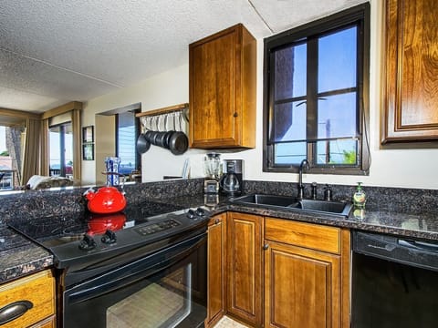 Renovated kitchen with ocean view.