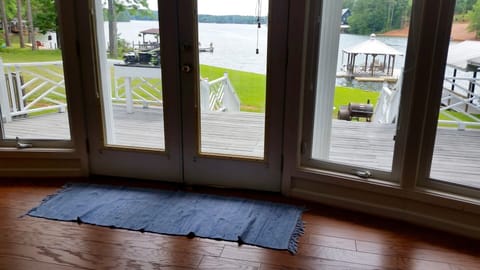 view from living room looking out to lake