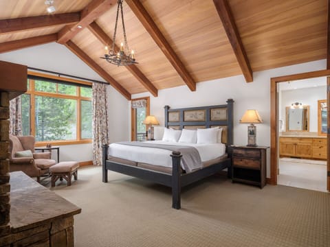 King Master Bedroom w/ Fireplace, TV and Deck- Upper Level