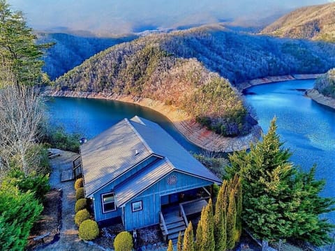 Secluded lakefront cabin with sweeping mountain and water views