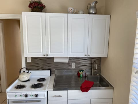 RETRO STAINLESS STEEL COUNTER TOP; NEW SHAKER CABINETS, APPLIANCES & FIXTURES