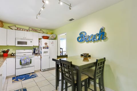 Eat in and spread out in the kitchen.  Other dining table options are outside