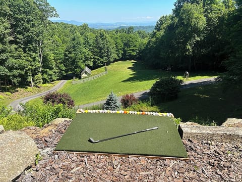 Hit a few golf balls on our private "driving range."