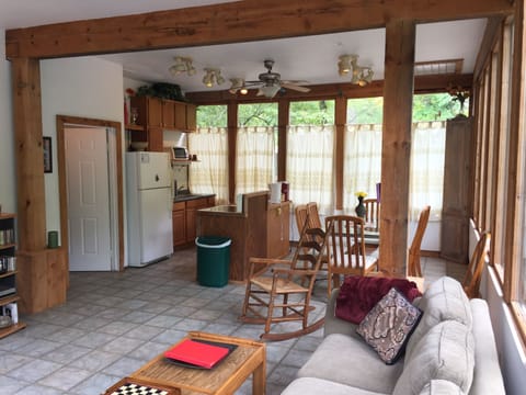 Open floor plan, kitchen, dining & living area.