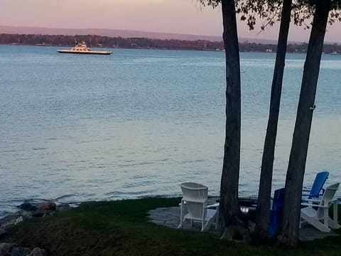 The ferry crossing the lake heading over to NY
