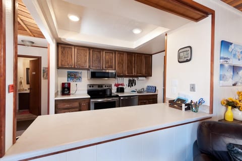 Kitchen with new stainless steel appliances