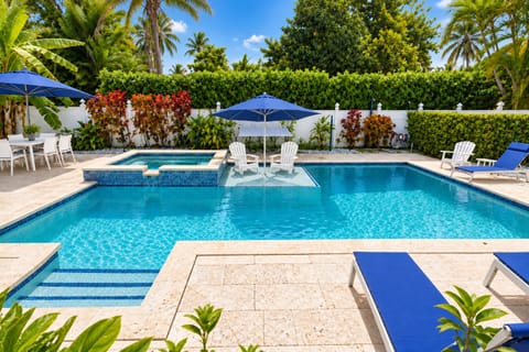 Private, comfortable, salt water heated pool awaits