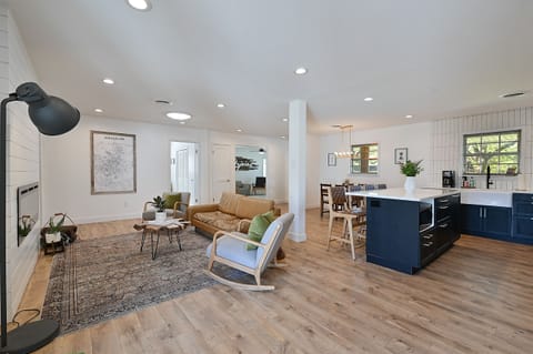 This home's open concept allows host to stay connected to guests while prepping!