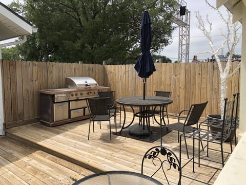 Outdoor grill and seating area