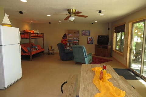 Extra Fridge and Table in Basement